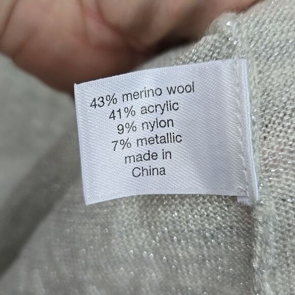 Lane Bryant Fine Merino Wool Sweater Beige Shimmer Pullover V-Neck Spring Work L - Picture 7 of 10